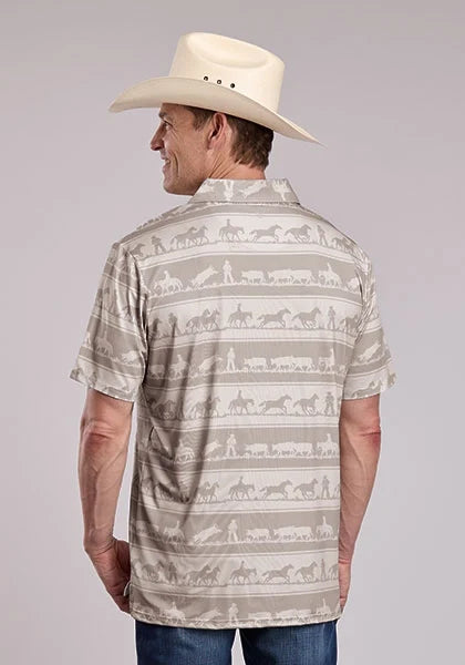 Roper 3019 Cowboy Rugby (Brown) - Men's Activewear Shirt