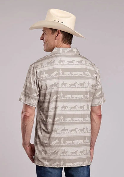 Roper 3019 Cowboy Rugby (Brown) - Men's Activewear Shirt