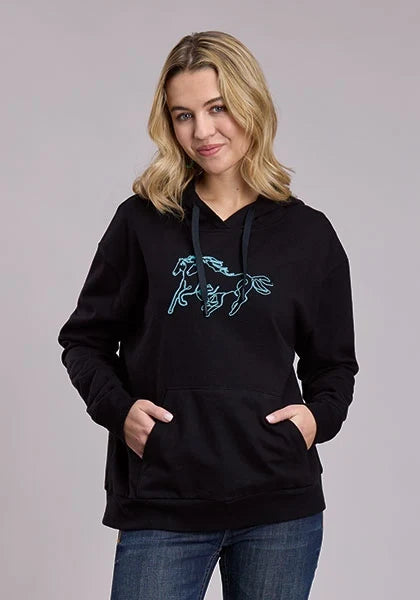 Roper 3198 Neon Stallions (Black) - Women's Fleece Sweatshirt