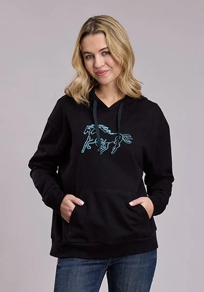 Roper 3198 Neon Stallions (Black) - Women's Fleece Sweatshirt