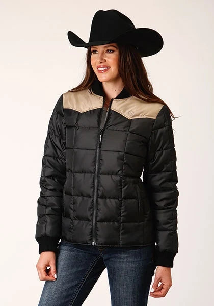 Roper 1473 Quilted Poly (Khaki/Black) - Women's Jacket
