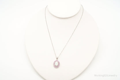 Opal Pink Topaz Cubic Zirconia Sterling Silver Necklace