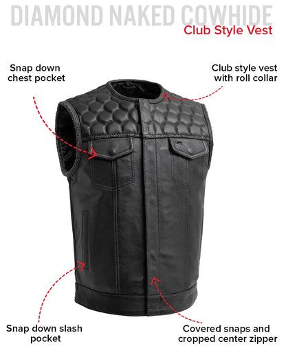 Hornet Men's Club Style Leather Vest