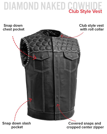 Hornet Men's Club Style Leather Vest