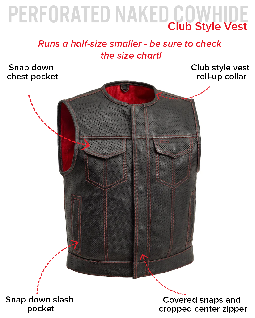 Lowside Men's Perforated Motorcycle Leather Vest