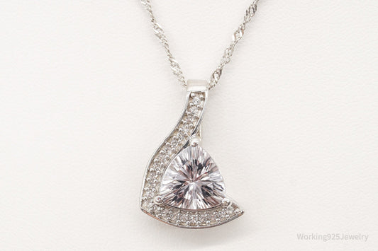 Vintage Designer TGGC Art Deco Cubic Zirconia Sterling Silver Necklace