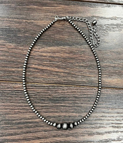 Faux 15" Silver Bead Necklace