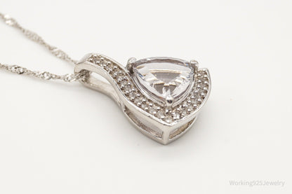 Vintage Designer TGGC Art Deco Cubic Zirconia Sterling Silver Necklace
