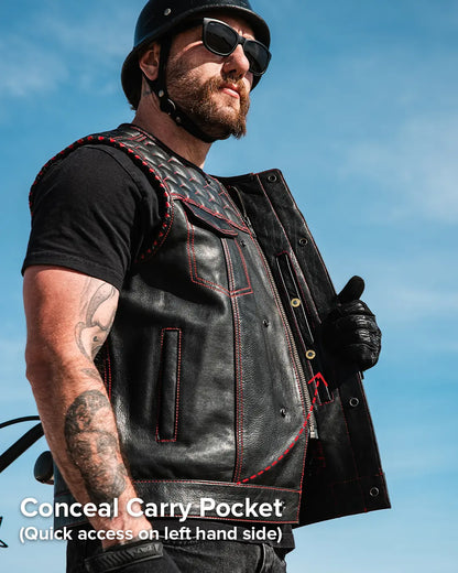 Hornet Men's Club Style Leather Vest