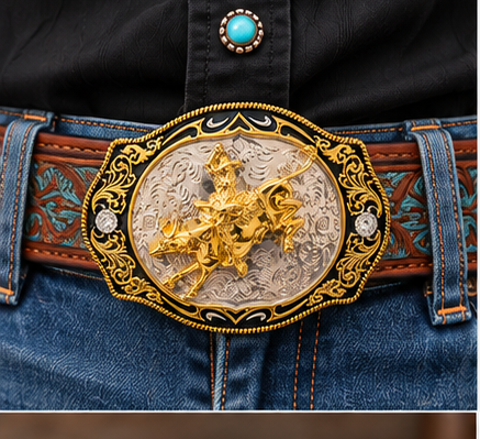 Rodeo Gold Bull Rider Belt Buckle | Branding Iron Western Wear