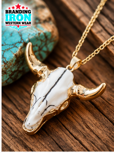Golden Longhorn Necklace | Western Cowgirl Jewelry