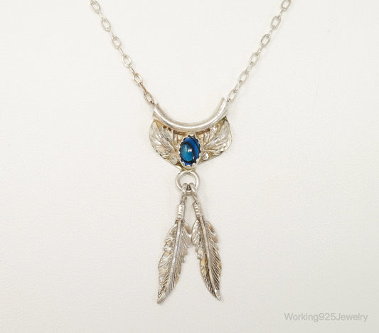 Vintage Native American Unsigned Abalone Shell Sterling Silver Necklace