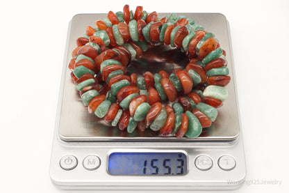 Chunky Vintage Aventurine Carnelian Beaded Necklace 30"