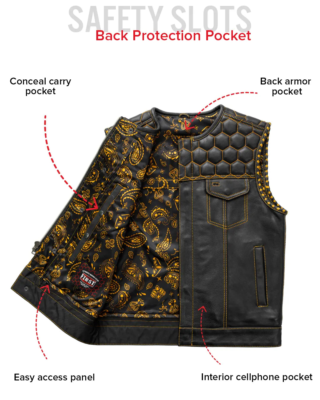 Hornet Men's Club Style Leather Vest