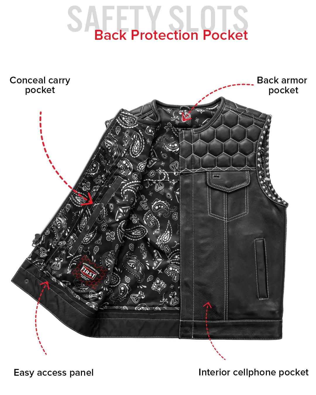 Hornet Men's Club Style Leather Vest