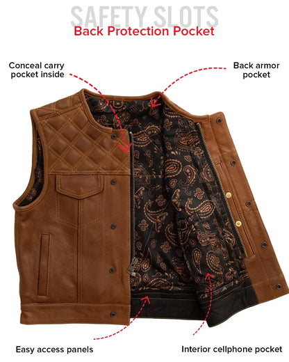 Timber Men's motorcycle leather vest (limited edition)