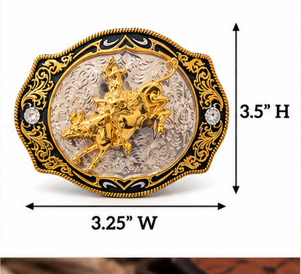 Rodeo Gold Bull Rider Belt Buckle | Branding Iron Western Wear