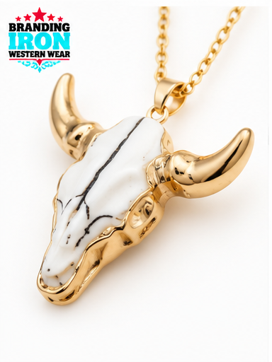 Golden Longhorn Necklace | Western Cowgirl Jewelry