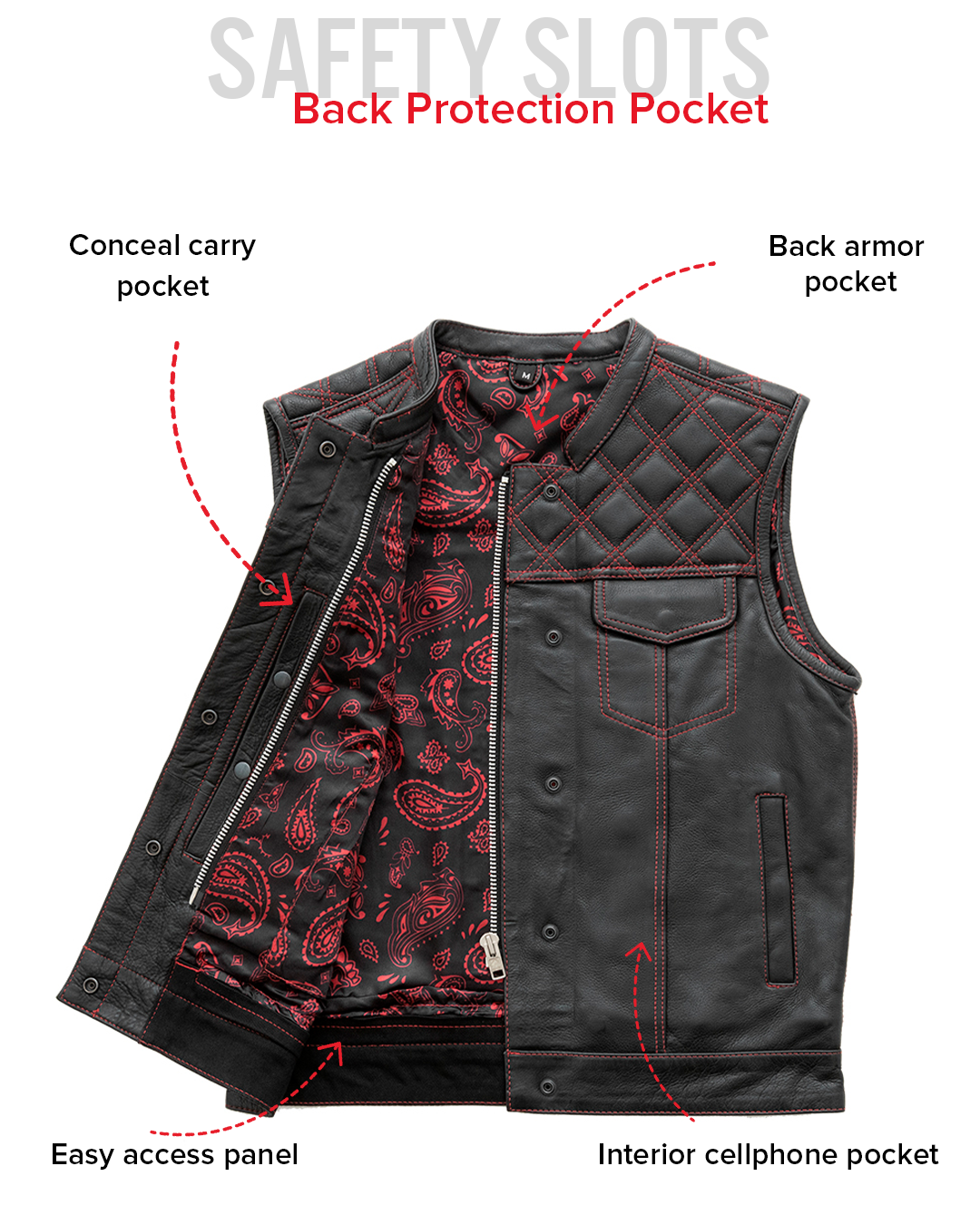 Downside Men's Motorcycle Leather Vest
