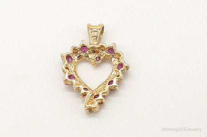 Designer Ross Simons Ruby Diamond Heart Gold Vermeil Sterling Silver Pendant