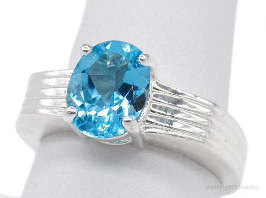 Vintage Blue Topaz Sterling Silver Ring - Size 6.75