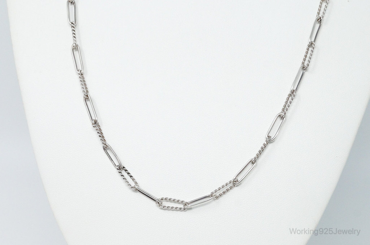 Vintage Modernist Link Sterling Silver Chain Necklace