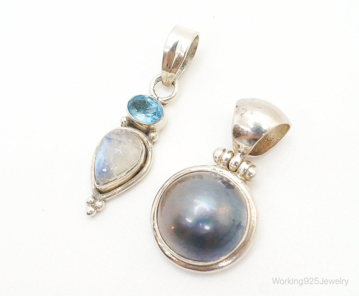 Vintage Multi Gem Sterling Silver Pendants