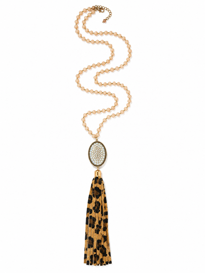 Gem Illusions Leopard Luxe Tassel Necklace