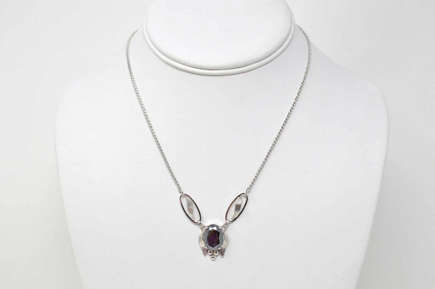 Vintage Designer Van Dell Hematite Sterling Silver Necklace - 16 Inch