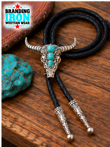Longhorn Legend Turquoise Bolo Tie | Branding Iron Western Wear