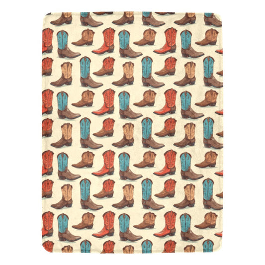 Got My Boots Western Micro Fleece Throw Blanket 60" x 80" Made in America