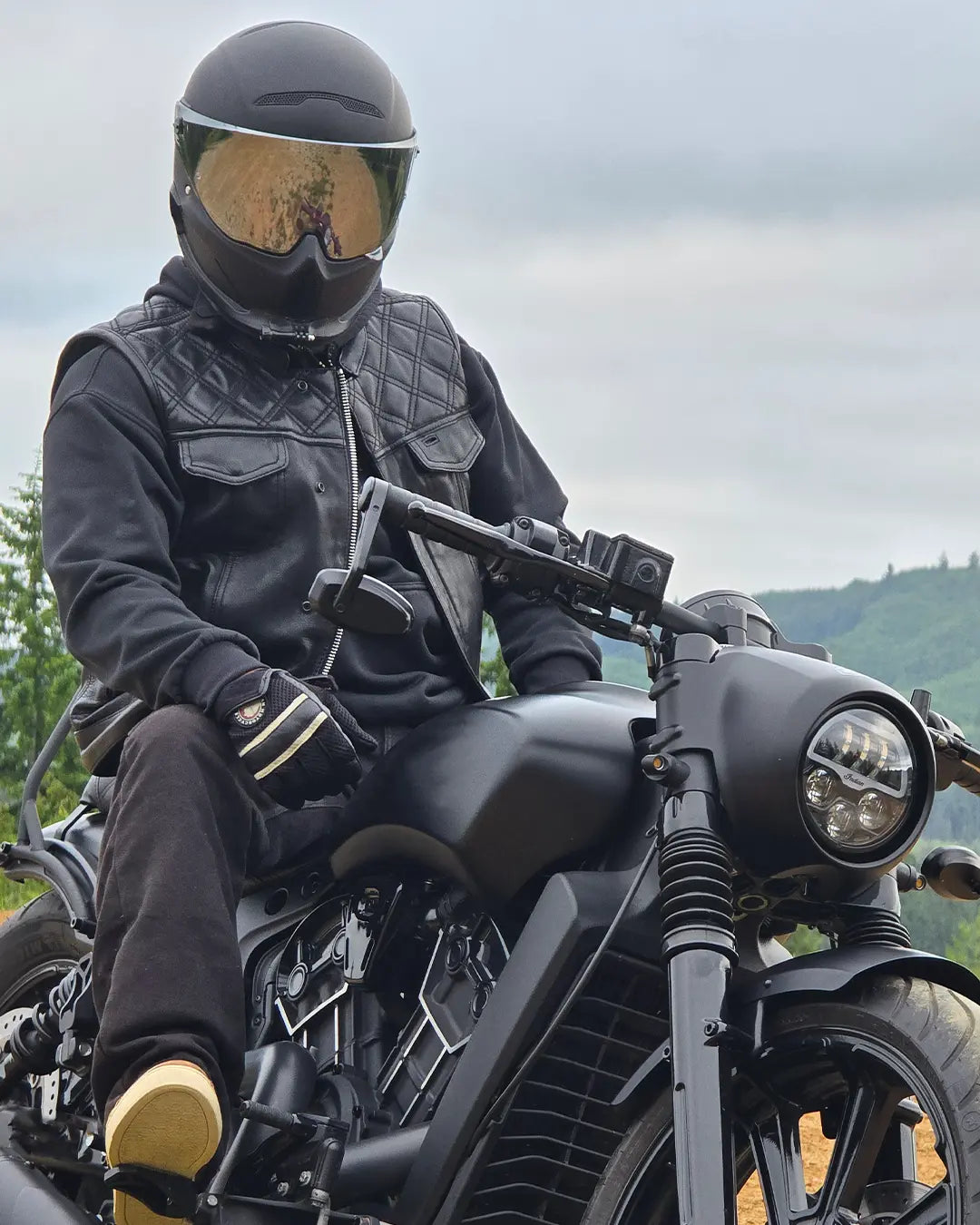 Downside Men's Motorcycle Leather Vest