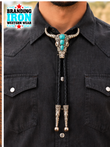 Longhorn Legend Turquoise Bolo Tie | Branding Iron Western Wear