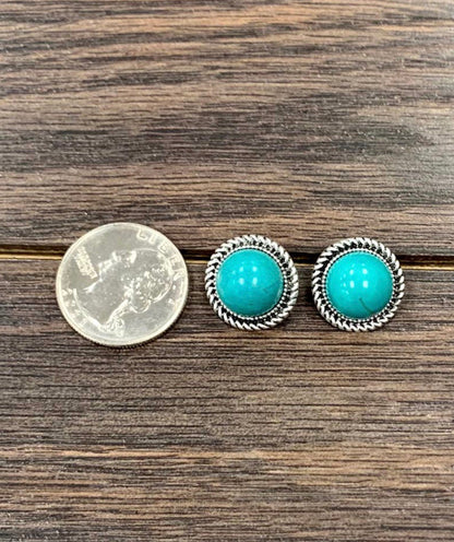 Faux 12mm Turquoise Stud Earrings