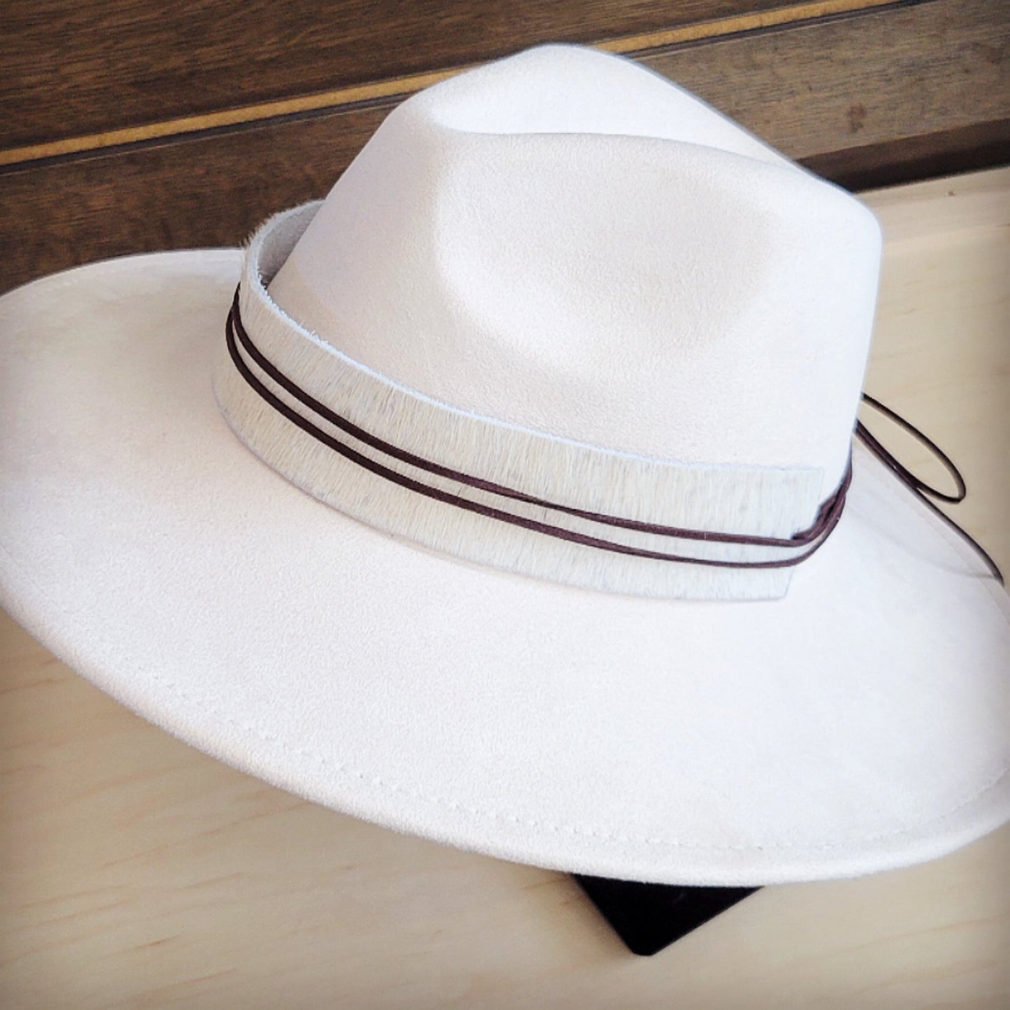 Wide Genuine Hair Hide White Hat Band Only 954j