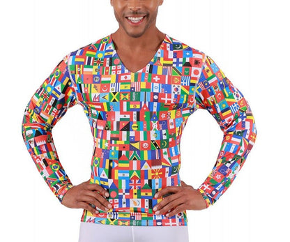 Insta Slim Flags Activewear Long Sleeve V-Neck Shirt 5VLST01