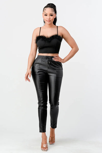LUX FUR CREPE CROP TOP
