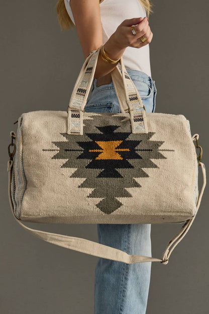Cream, Slate, Black & Mustard Western Duffel