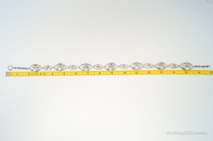 Lang Antiques Floral Link Sterling Silver Necklace