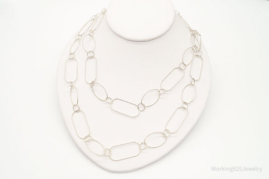 Vintage Designer Silpada Oval Link Textured Sterling Silver Necklace - 38"