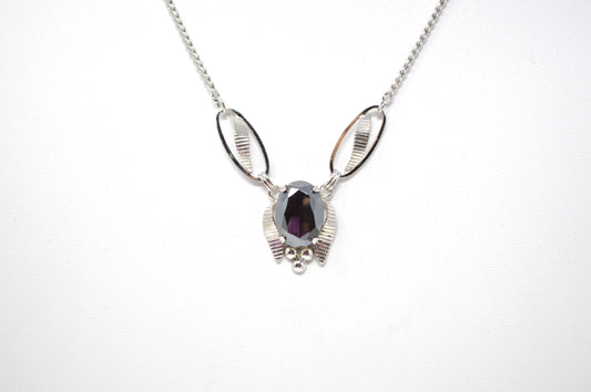 Vintage Designer Van Dell Hematite Sterling Silver Necklace - 16 Inch