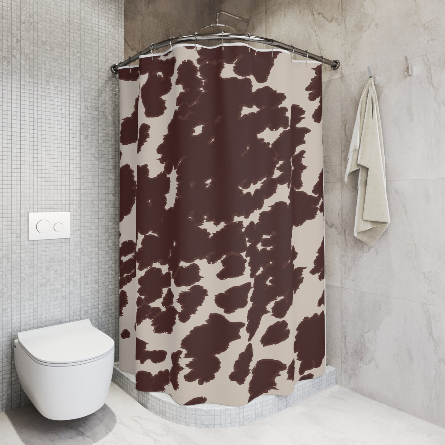 Chic Cow Print Shower Curtain, Farmhouse Decor, Bathroom Accessories, Rustic Home Style, Modern Cow Print Design, Gift for Animal Lovers