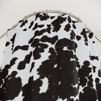 Cow Print Shower Curtain — Black & White Farmhouse Bath Decor