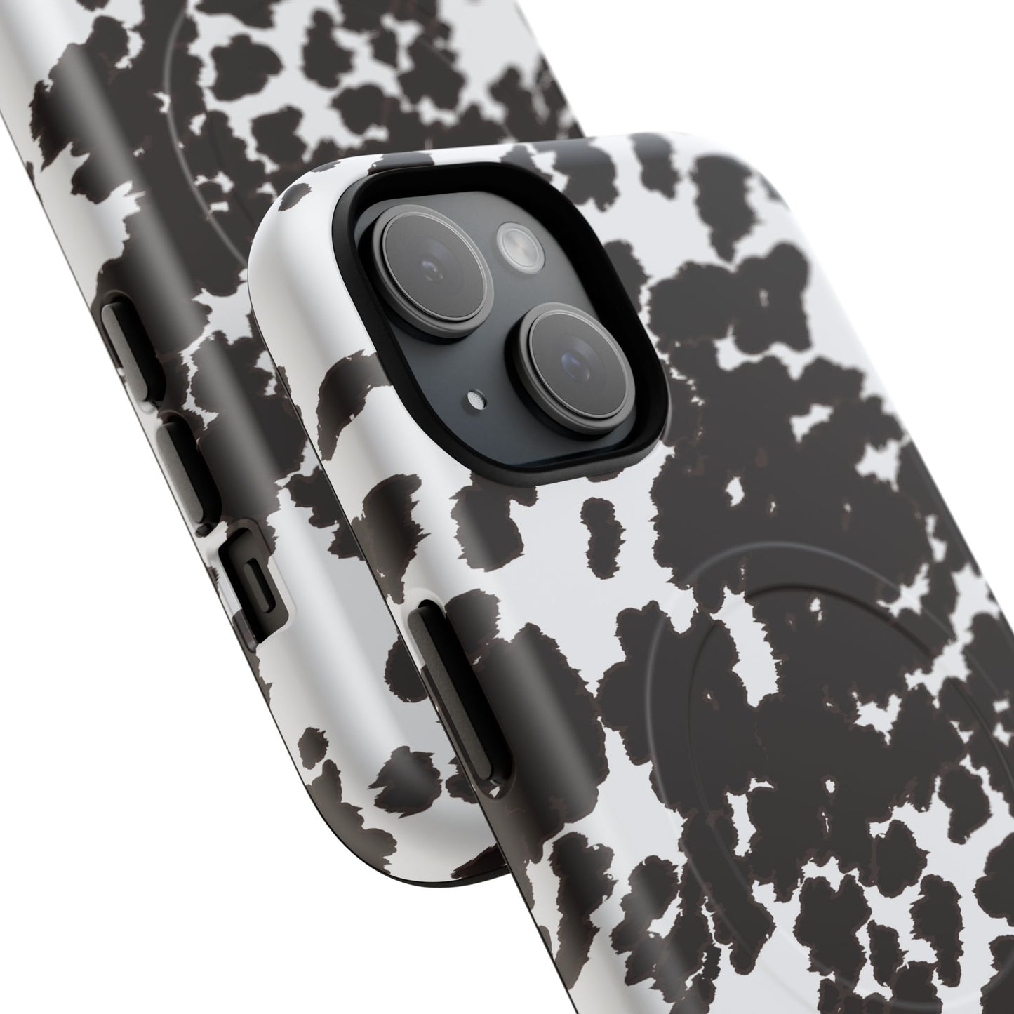 Cow Print Tough Magnetic Phone Case — Black & White Protective MagSafe Cover