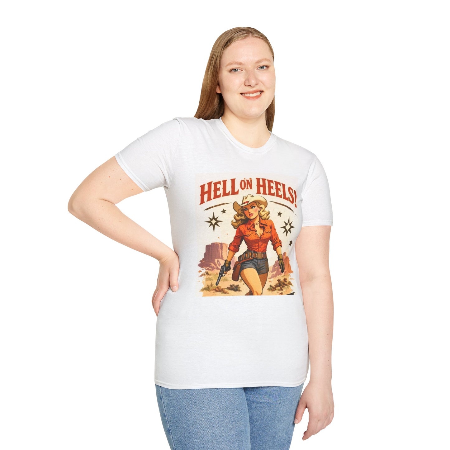 Hell on Heels Vintage Cowgirl T-Shirt Top