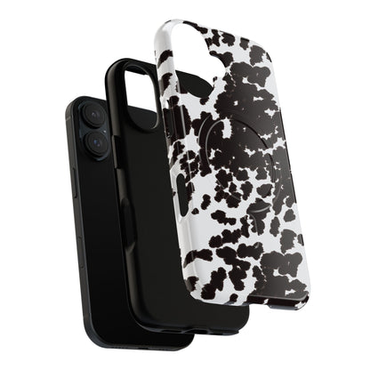 Cow Print Tough Magnetic Phone Case — Black & White Protective MagSafe Cover
