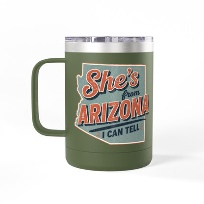 She's From Arizona 15oz Tumbler Mug — Retro State Pride Coffee Cup