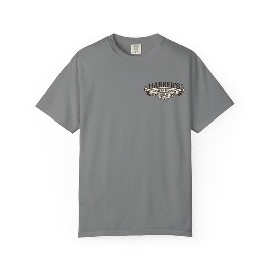 Harker's Gambler Unisex T-Shirt — “Harker’s Old West Lives Here” Vintage Western Tee