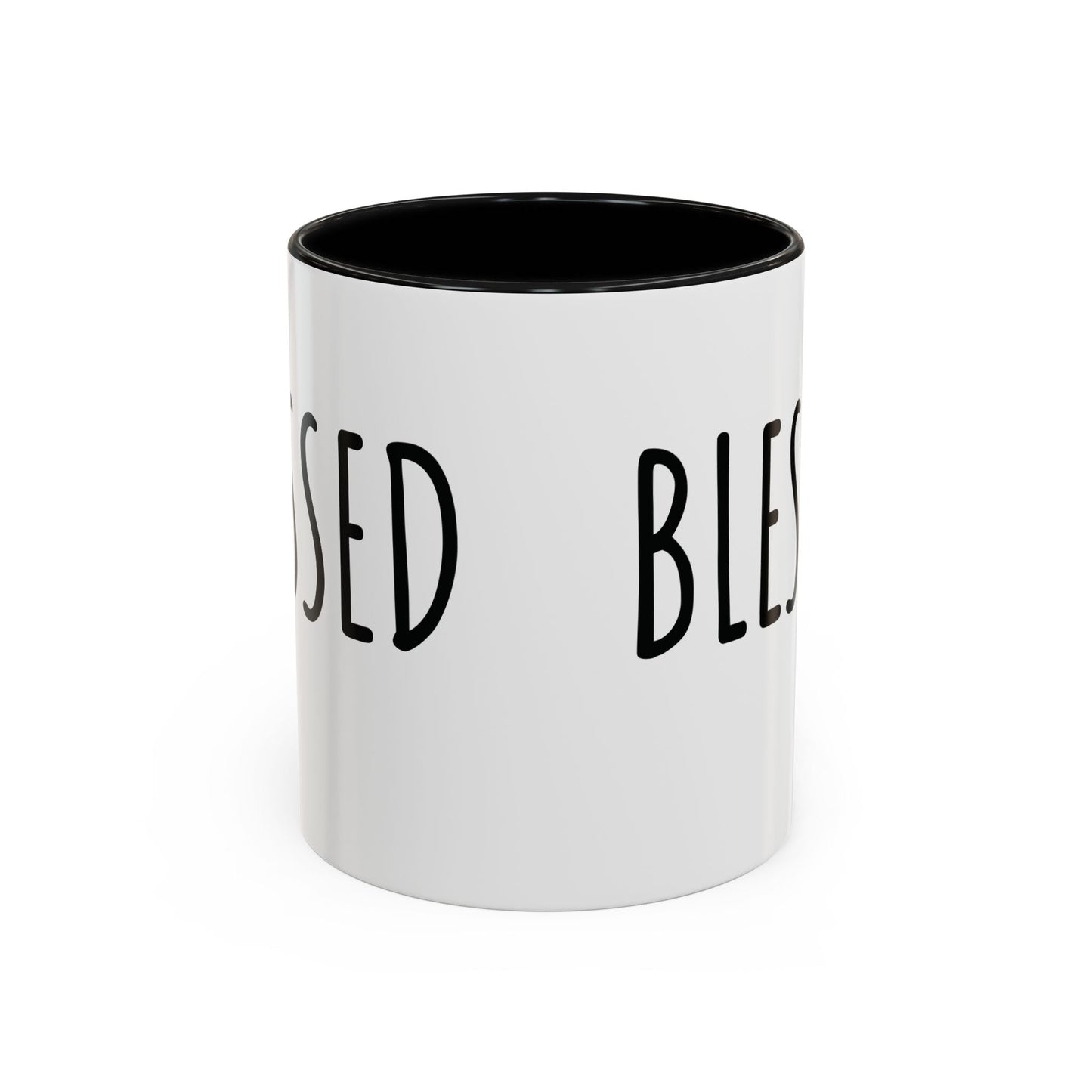 Blessed Farmhouse Mug with Black Handle, Rae Dunn Inspired - Cottage Style Coffee Mug
