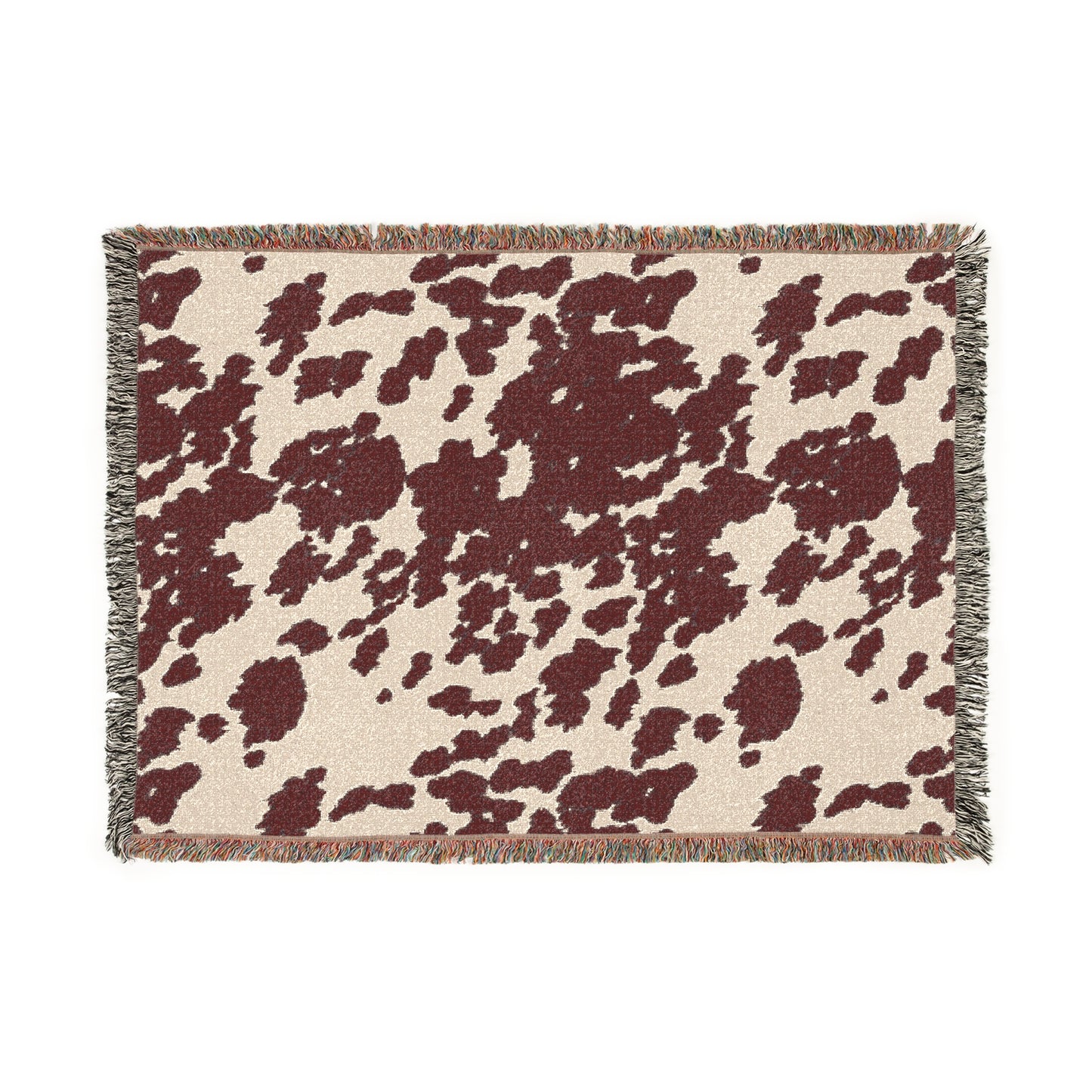 Cowhide Brown Cozy Woven Blanket for Home, Throw Blanket, Warm Gift, Living Room Decor, Bohemian Style, Perfect for Winter, Picnic Blanket